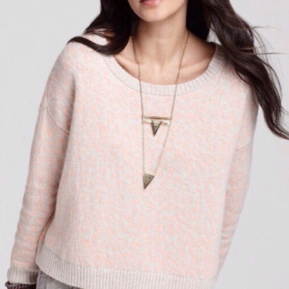 NWOT free people pink & cream Leopard sweater